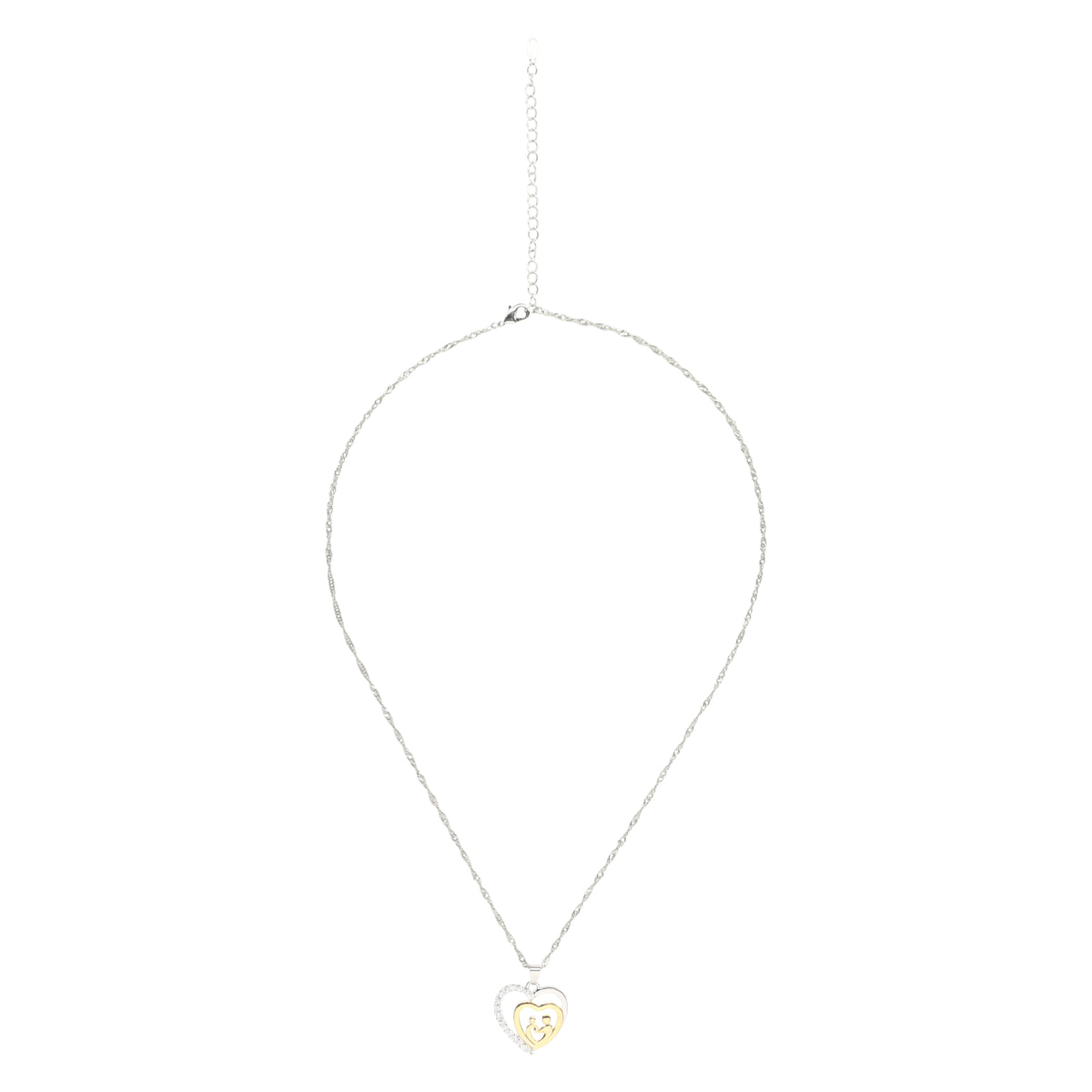 Mother and Child Pavé Heart Pendant Necklace – CZ | Gift for Mom