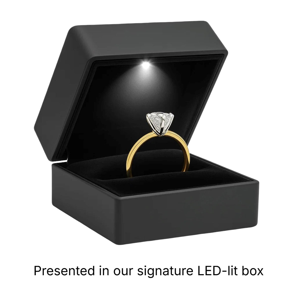 1 Carat Cushion Lab Grown IGI G/VS1 Diamond Solitaire Ring in 10K Yellow Gold