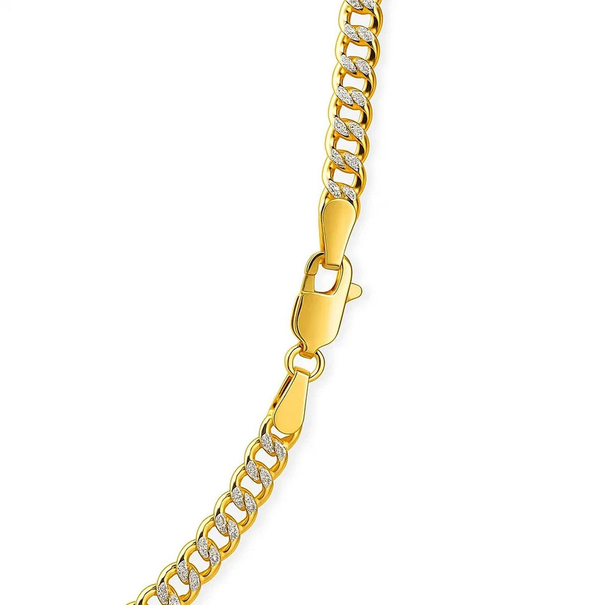 14k Two Tone Gold Pave Curb Chain (3.60 mm)